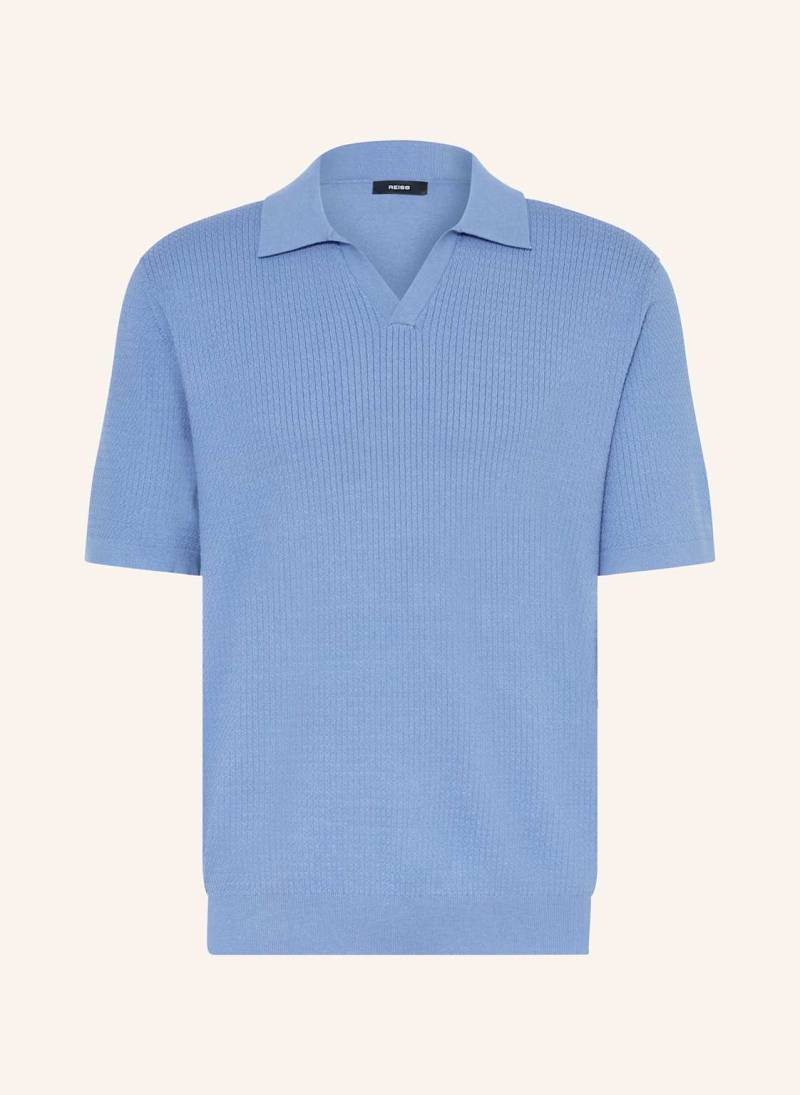 Reiss Strick-Poloshirt Tyne Relaxed Fit blau von REISS