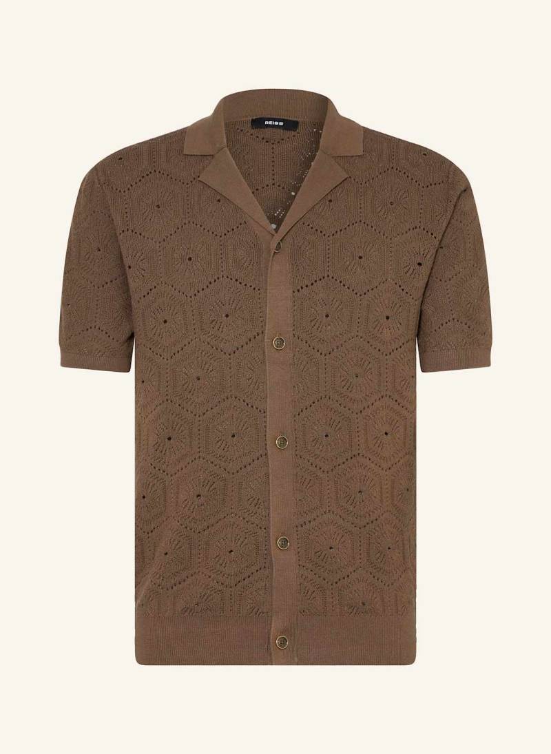 Reiss Strickhemd Royce Regular Fit braun von REISS