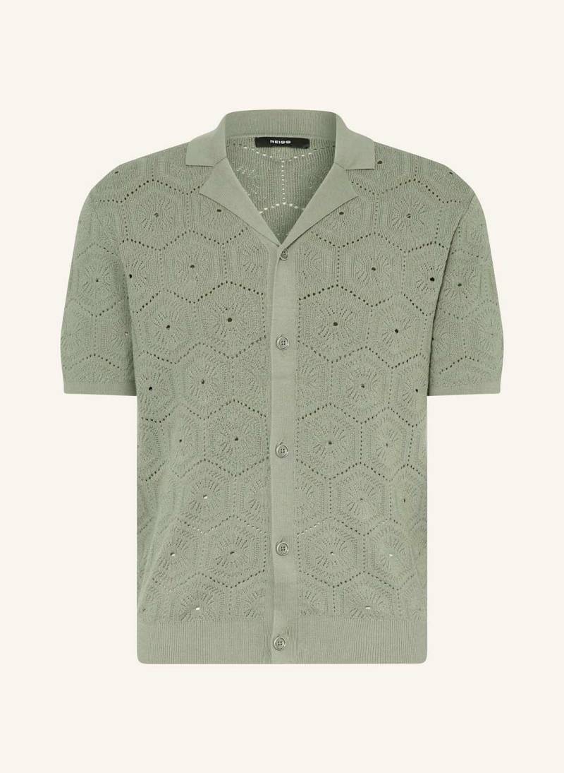 Reiss Strickhemd Royce Regular Fit gruen von REISS