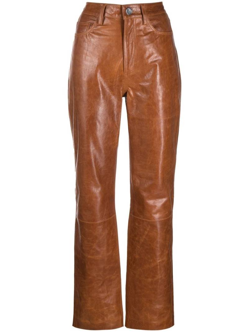 REMAIN Lynn leather straight-leg trousers - Brown von REMAIN