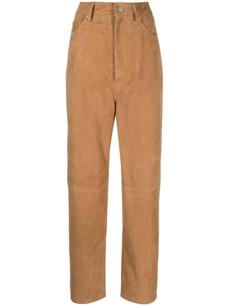 REMAIN bonded-seamed suede cocoon trousers - Brown von REMAIN