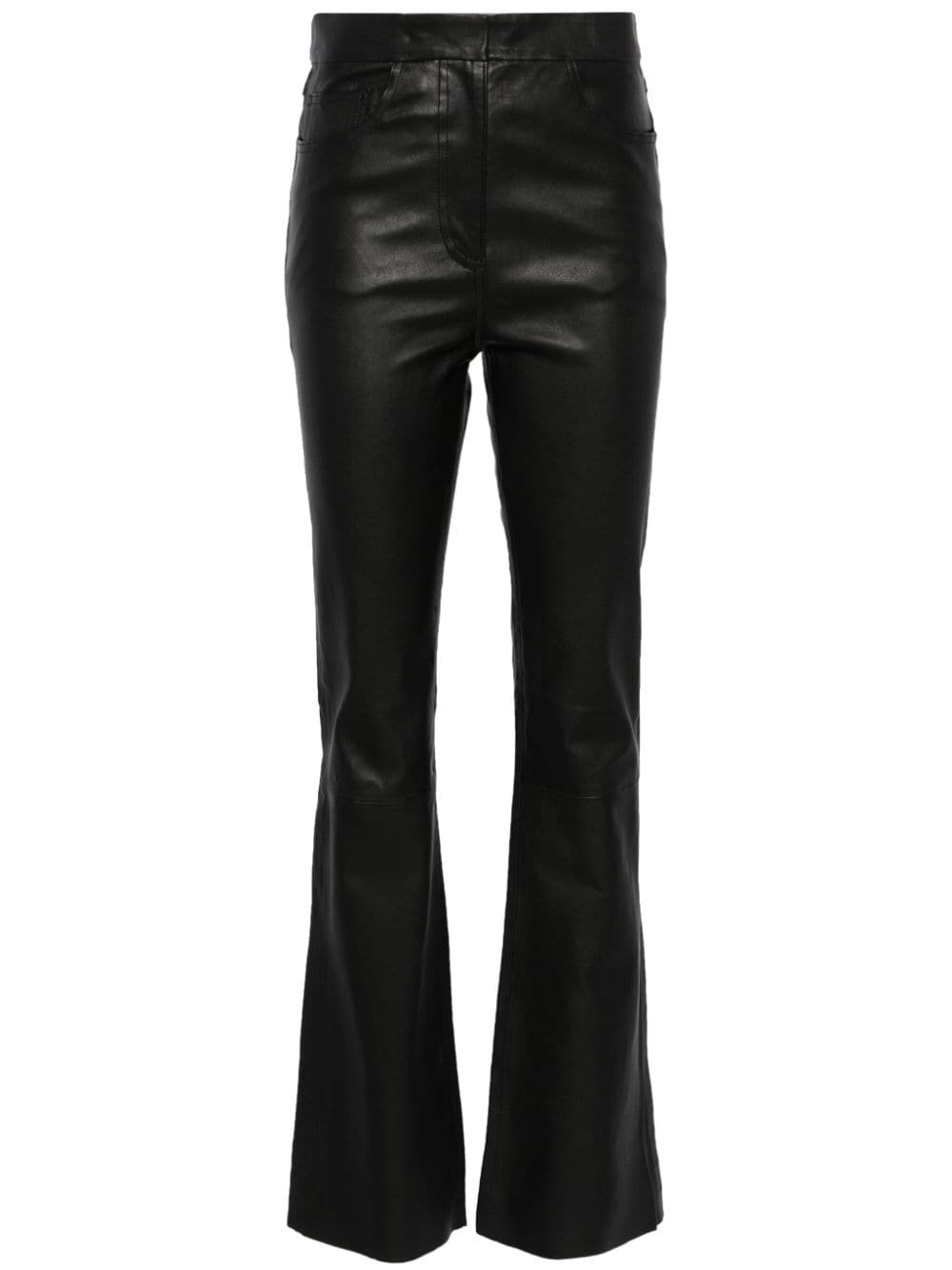 REMAIN flared leather trousers - Black von REMAIN