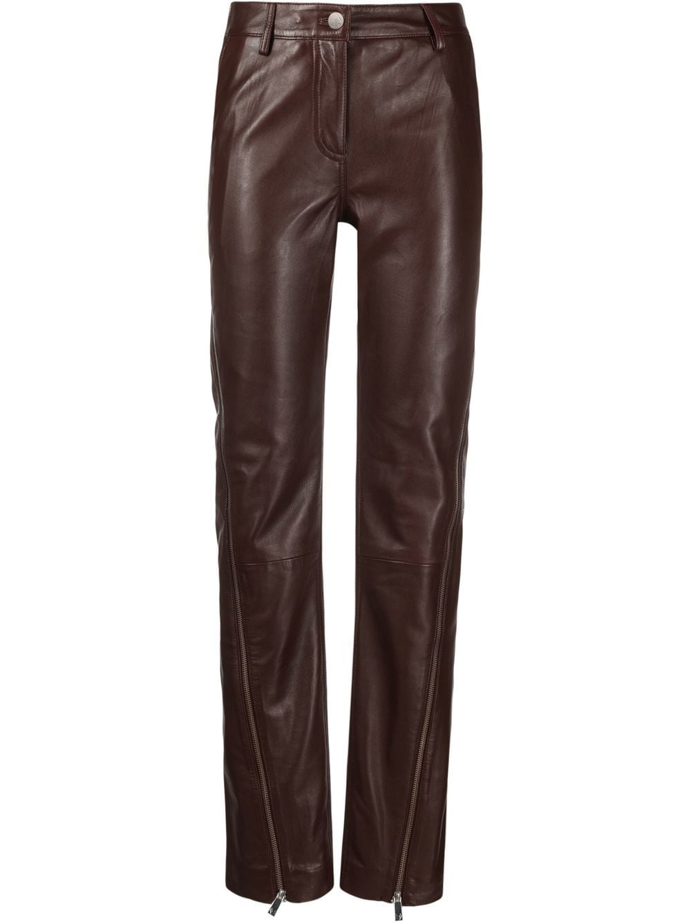 REMAIN high-waisted leather trousers - Brown von REMAIN