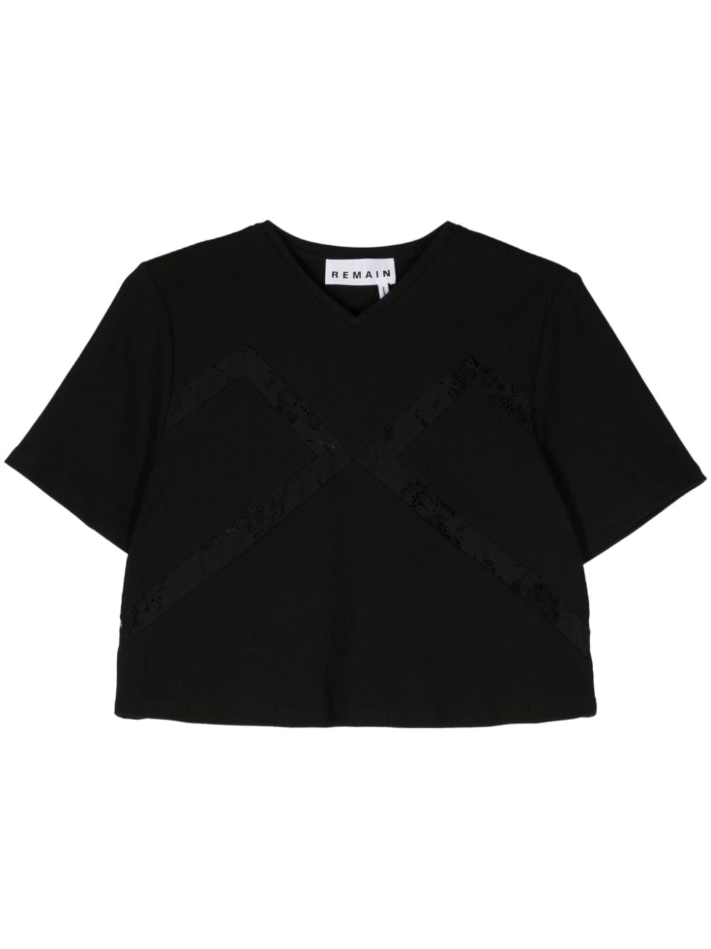 REMAIN lace-panelled ribbed T-shirt - Black von REMAIN