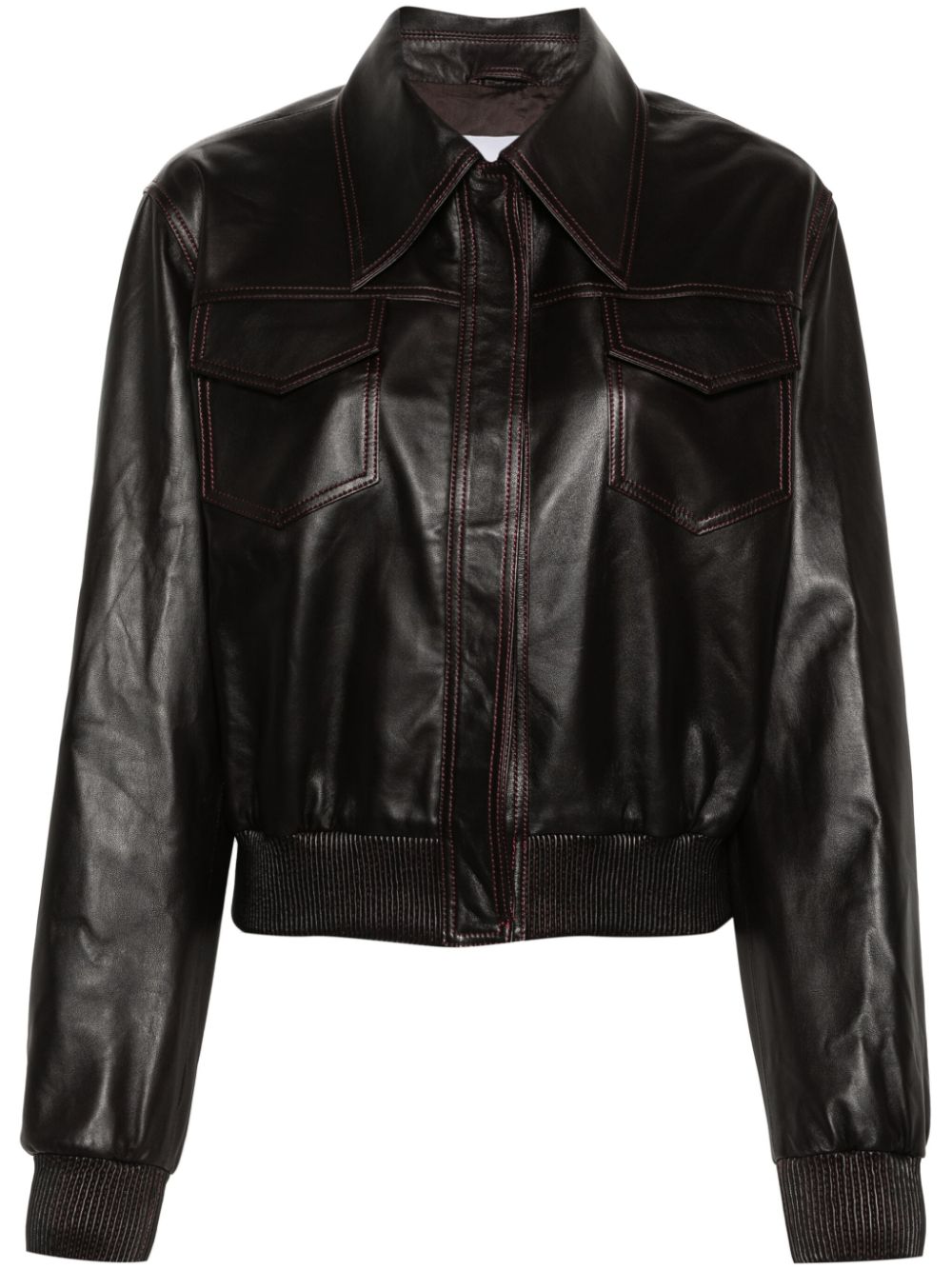 REMAIN leather bomber jacket - Brown von REMAIN