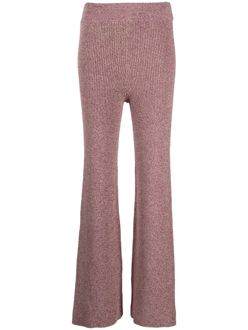 REMAIN mélange-knit flared trousers - Purple von REMAIN