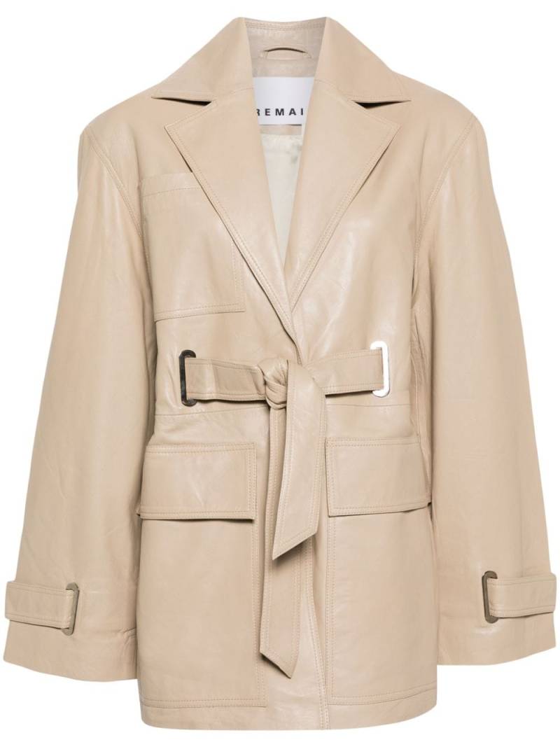REMAIN notched-lapel belted leather jacket - Neutrals von REMAIN