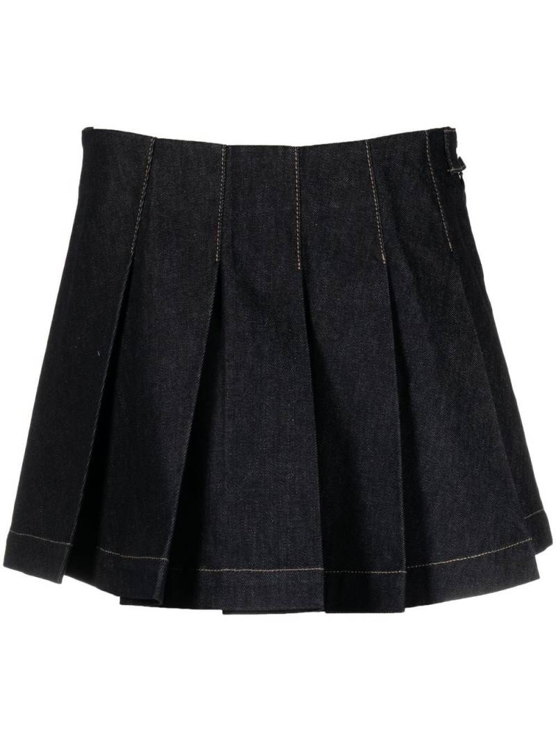 REMAIN pleated denim mini skirt - Black von REMAIN