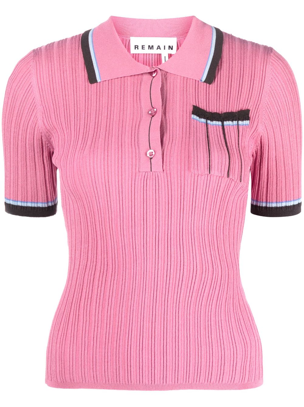 REMAIN short-sleeve ribbed-knit top - Pink von REMAIN