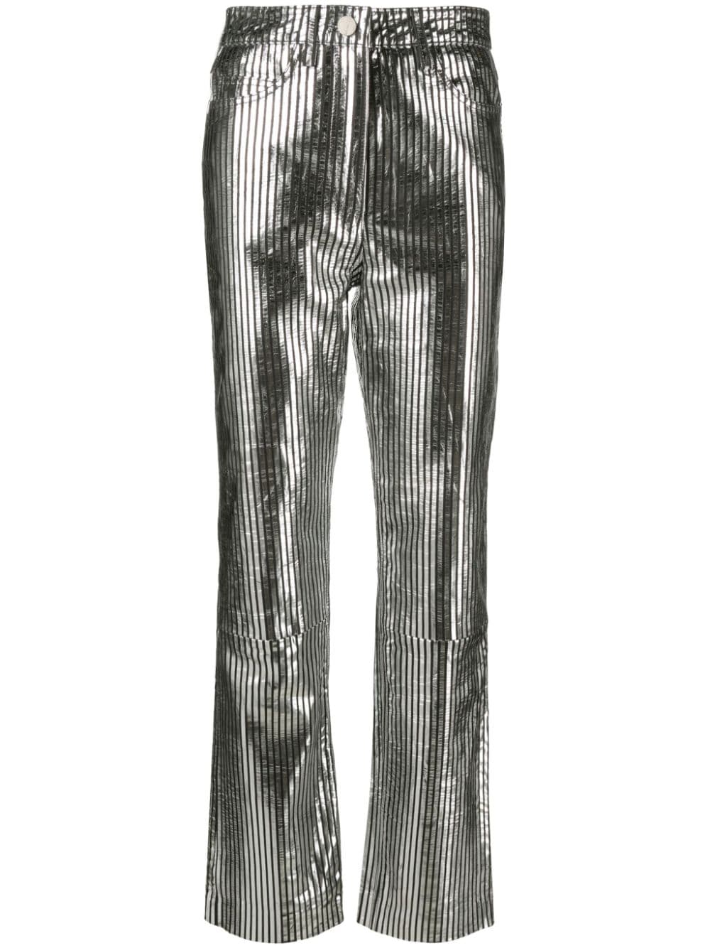 REMAIN striped straight-leg leather trousers - Black von REMAIN