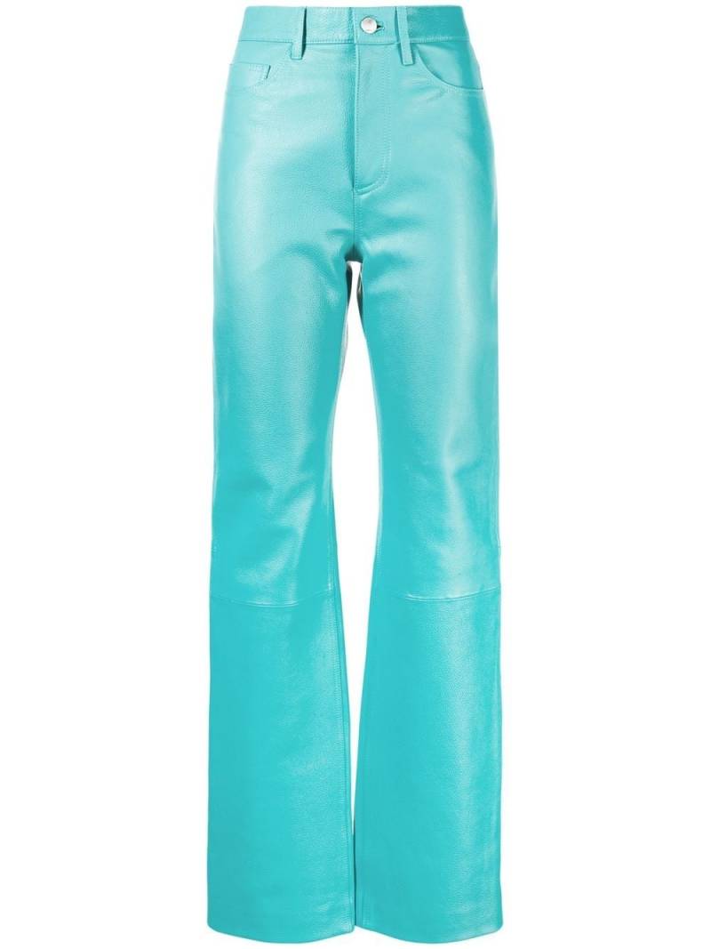 REMAIN wide-leg leather trousers - Green von REMAIN