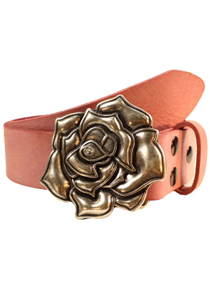 RETTUNGSRING by showroom 019° Ledergürtel, austauschbare Schliesse, Rose flach mit echtem Strassstein veredelt von RETTUNGSRING by showroom 019°