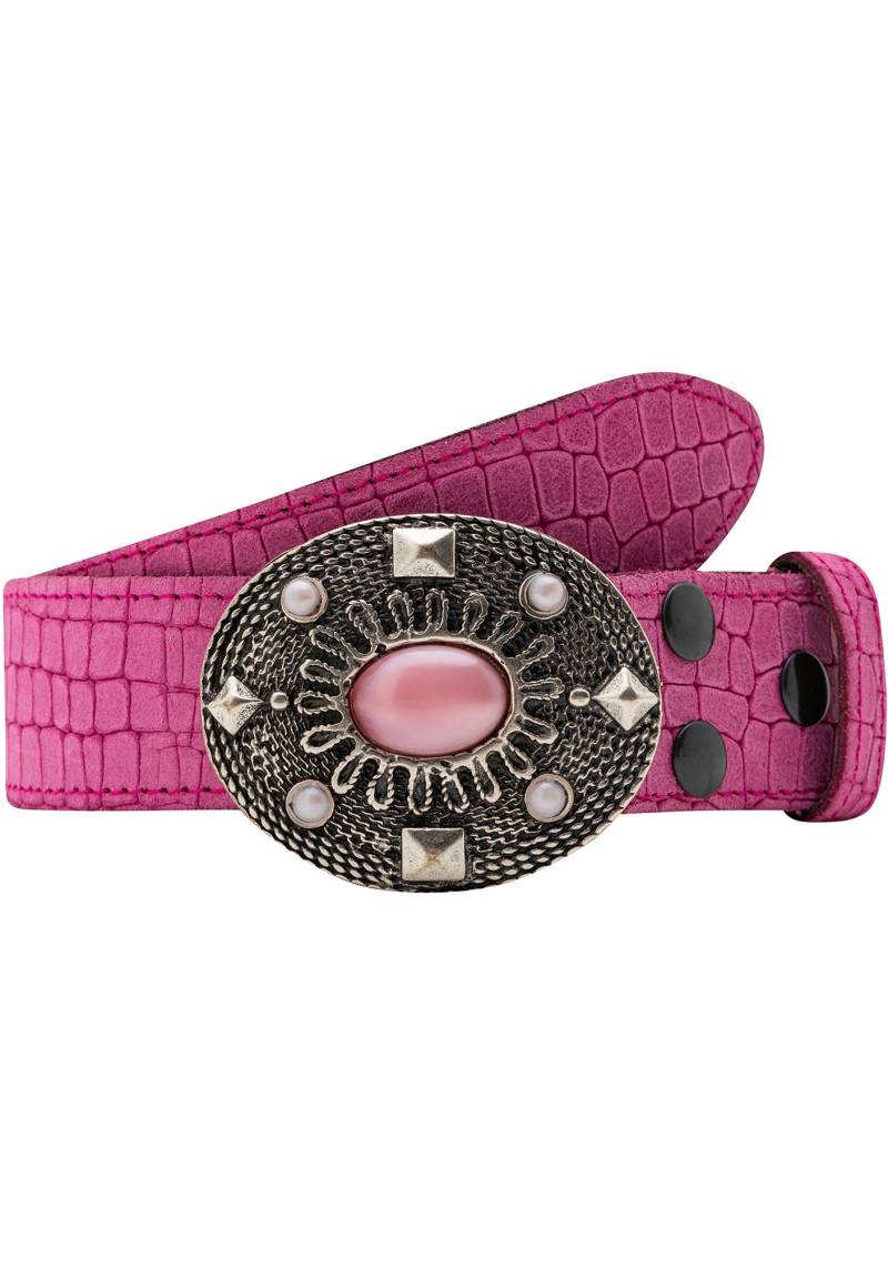 RETTUNGSRING by showroom 019° Ledergürtel, mit austauschbarer Schliesse »Oval Mit Rosa Stein« von RETTUNGSRING by showroom 019°