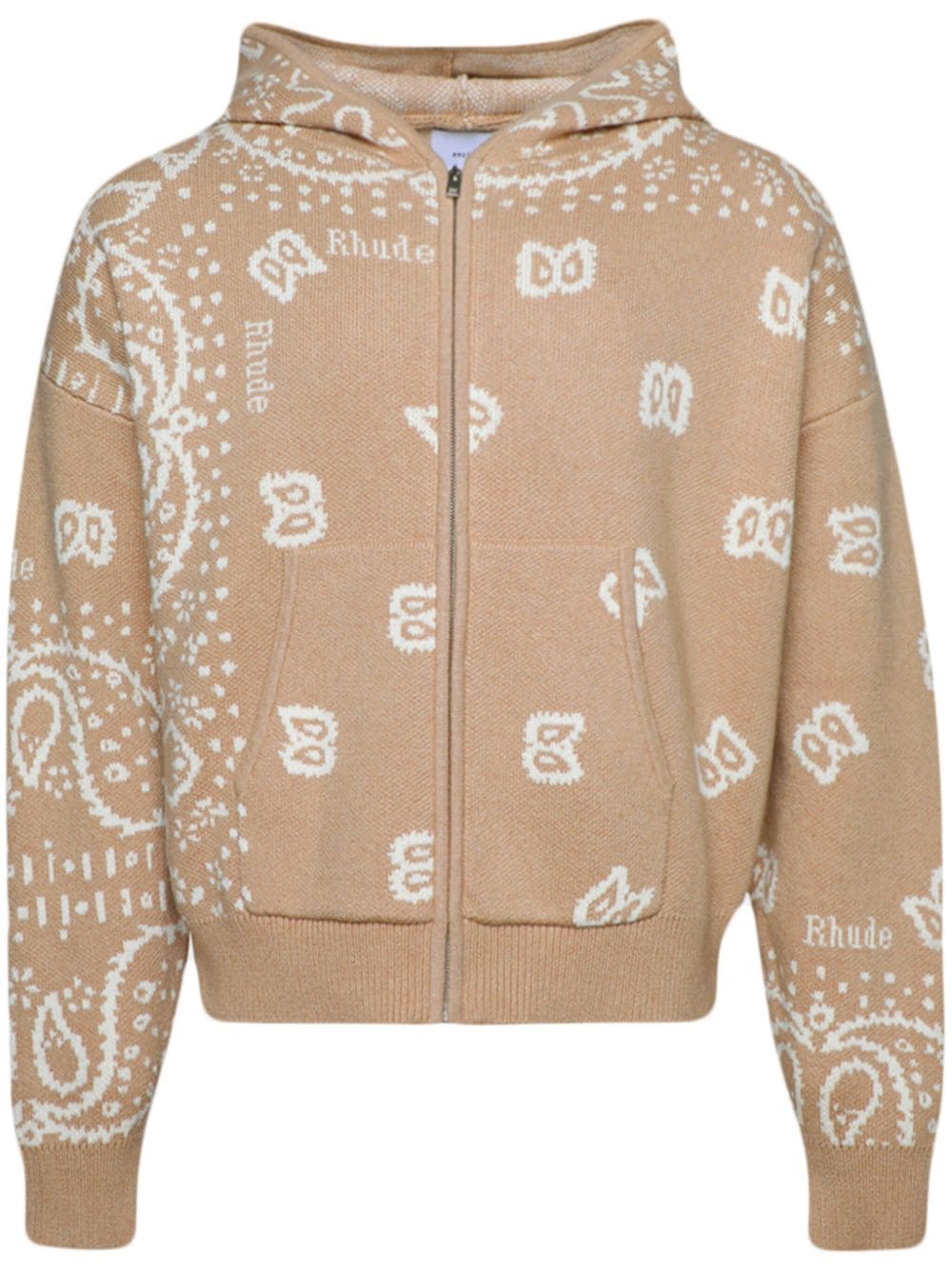 RHUDE Bandana knit zip-front hoodie - Neutrals von RHUDE