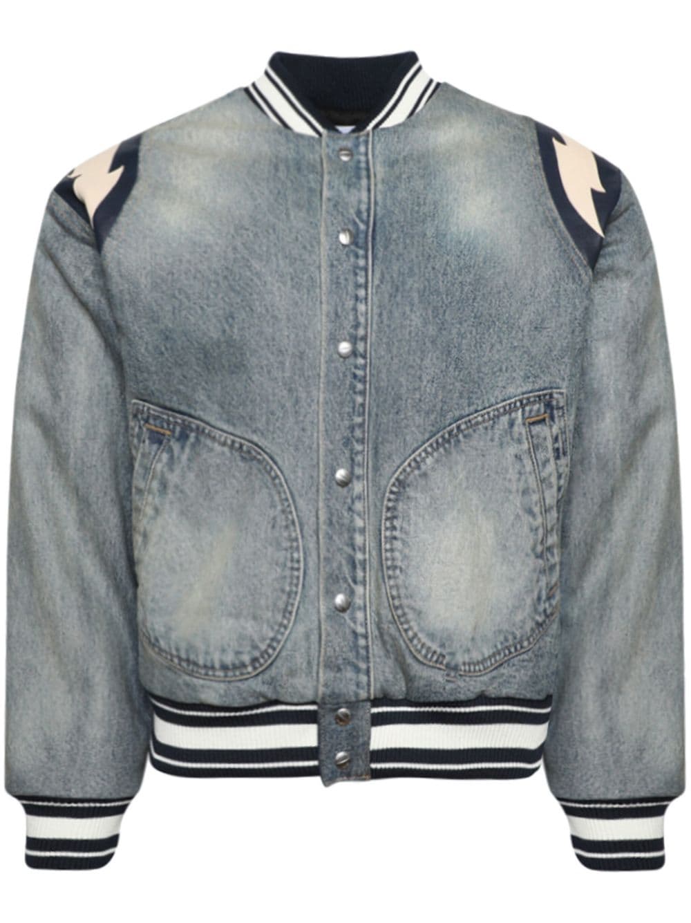 RHUDE Lightening denim bomber jacket - Blue von RHUDE