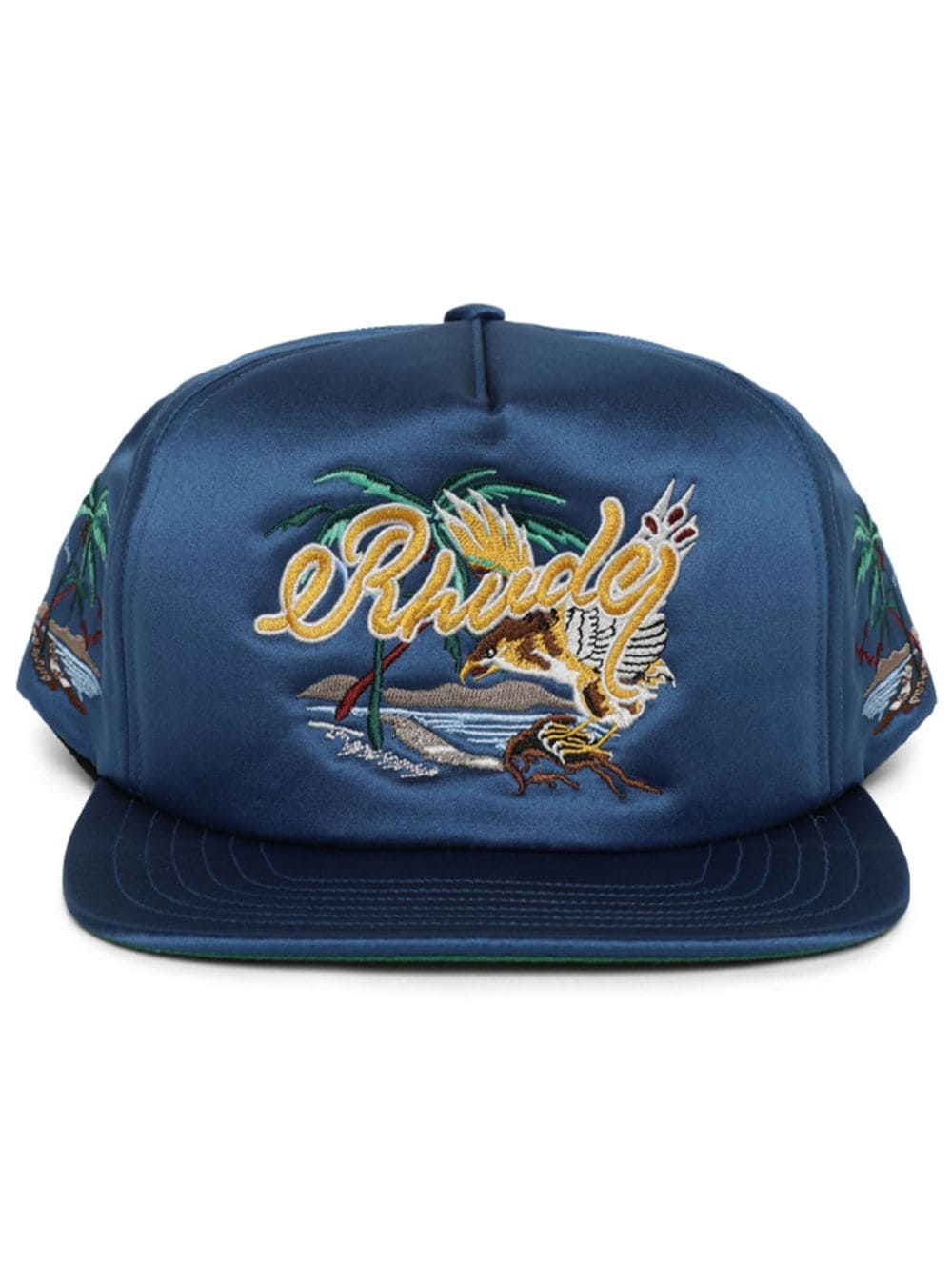 RHUDE Palm Eagles Souvenier satin cap - Blue von RHUDE