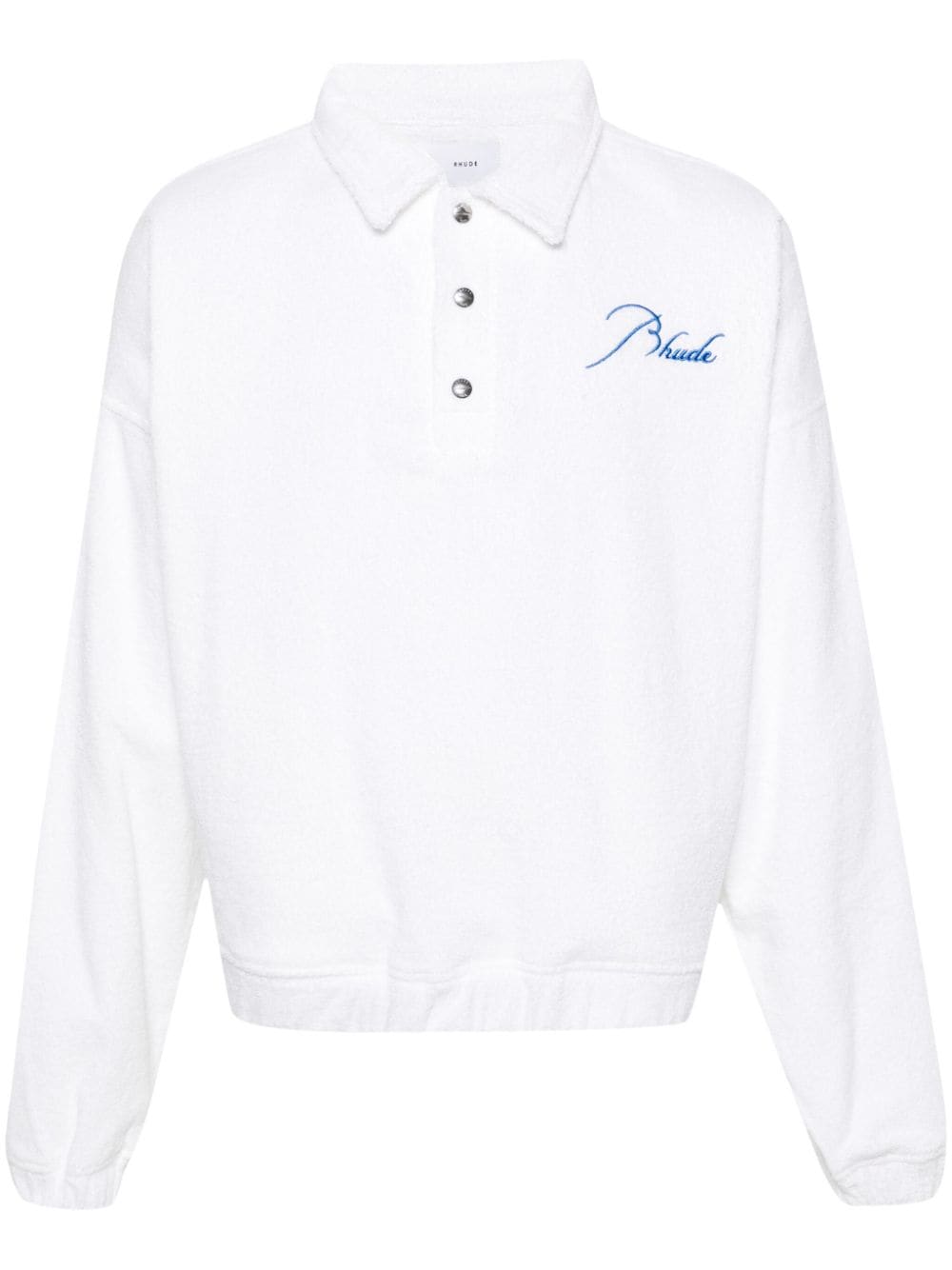 RHUDE logo-embroidered towelling-finish polo shirt - White von RHUDE