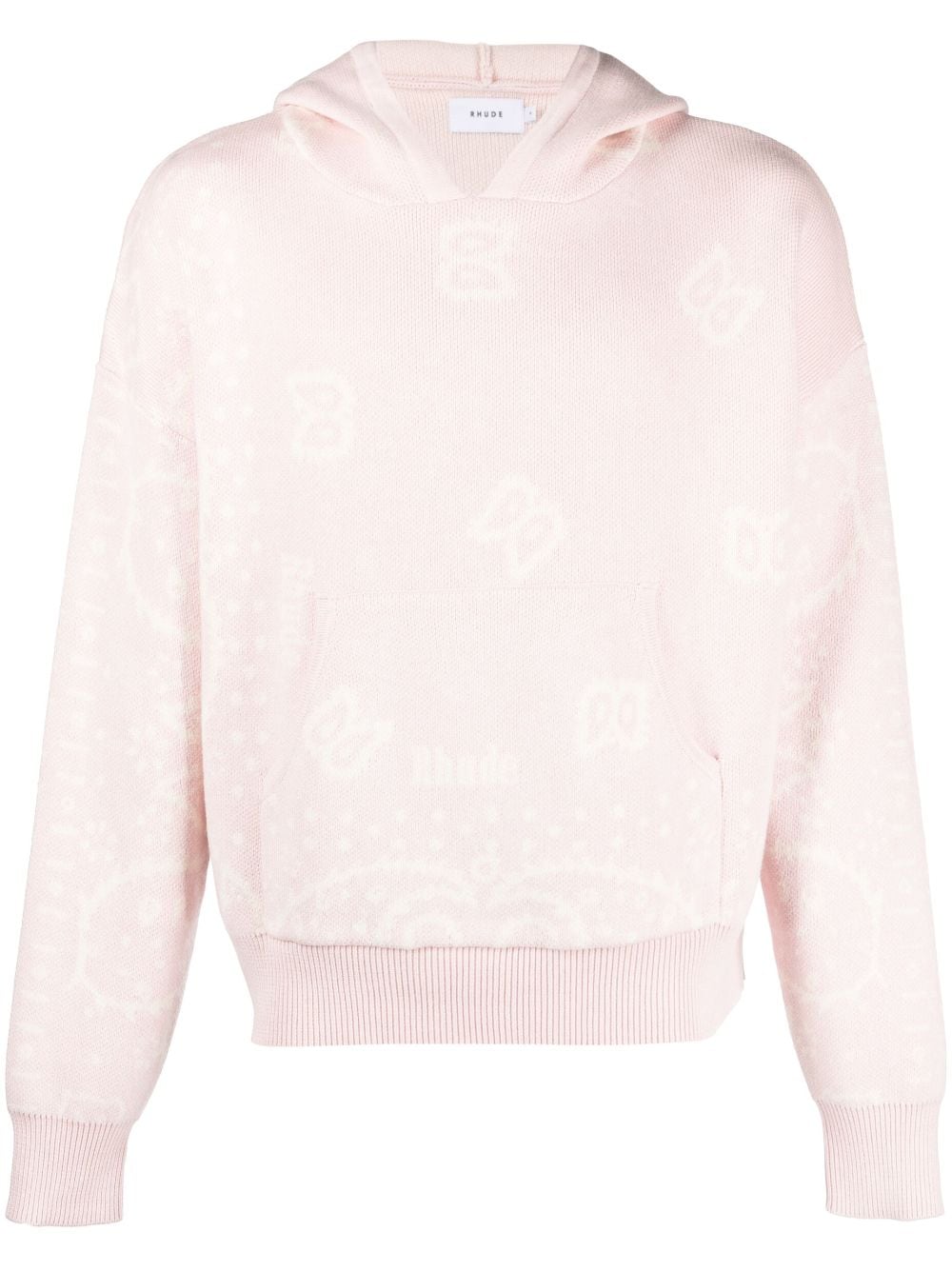 RHUDE patterned-intarsia knitted hoodie - Pink von RHUDE