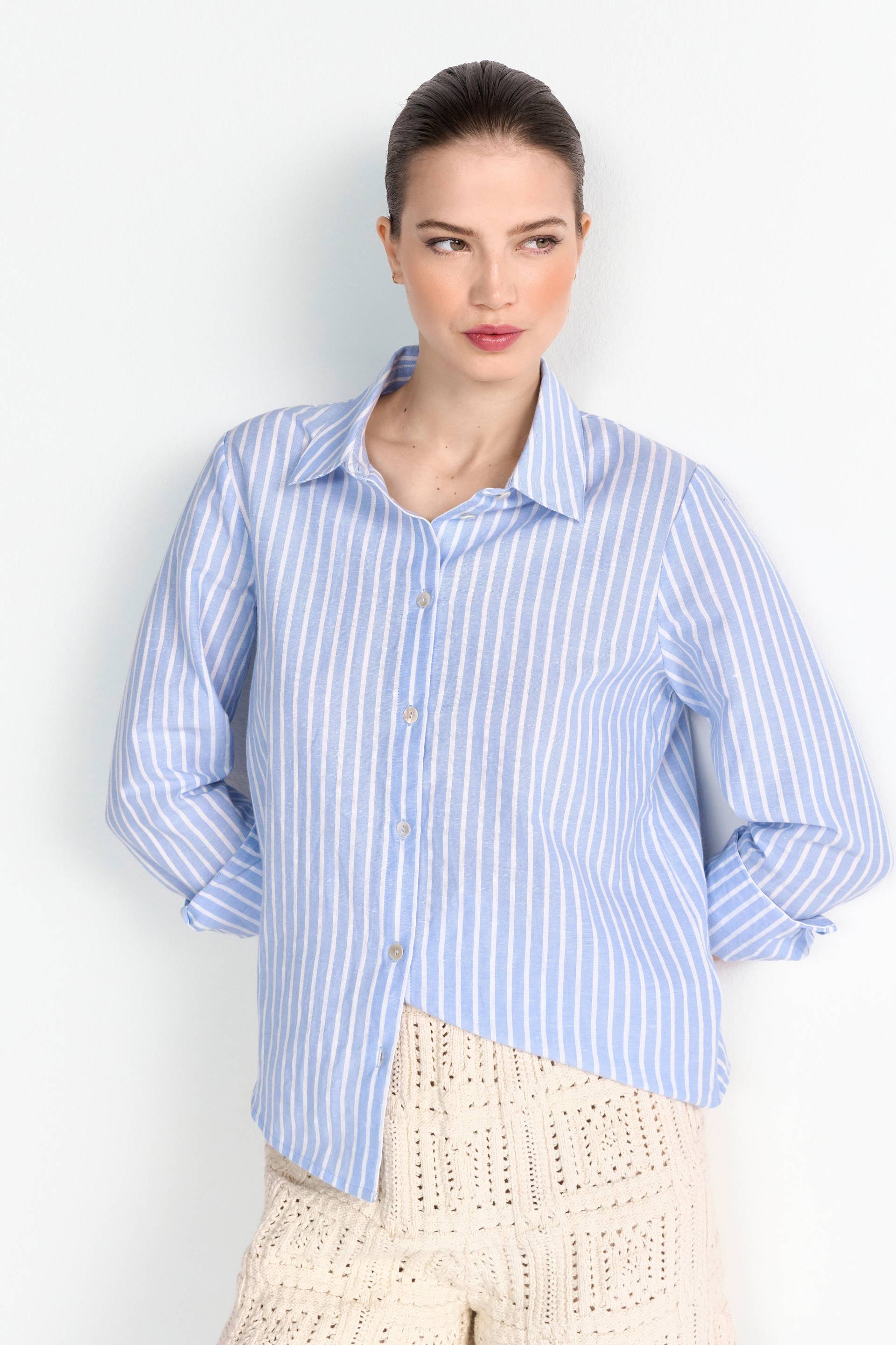 RICHROYAL Hemdbluse, Mit Rundhalsausschnitt und Knopfleiste von RICHROYAL