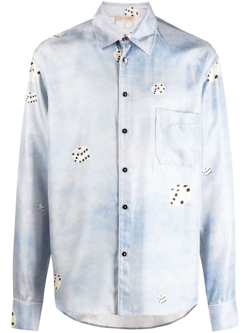 ROMEO HUNTE Bodega graphic-print silk shirt - Blue von ROMEO HUNTE