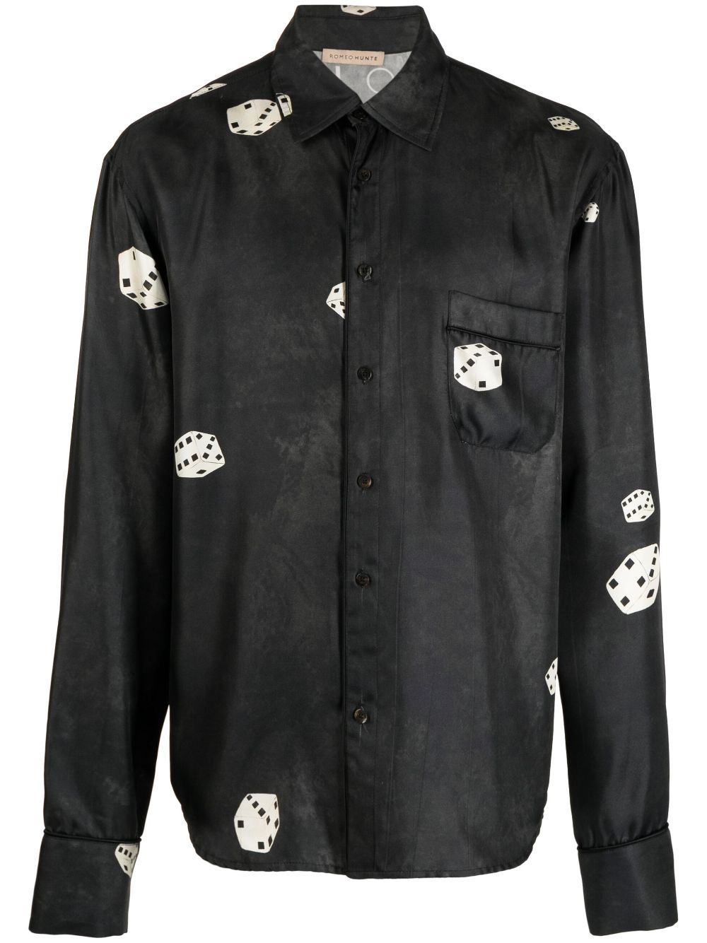 ROMEO HUNTE Bodega silk-satin shirt - Black von ROMEO HUNTE