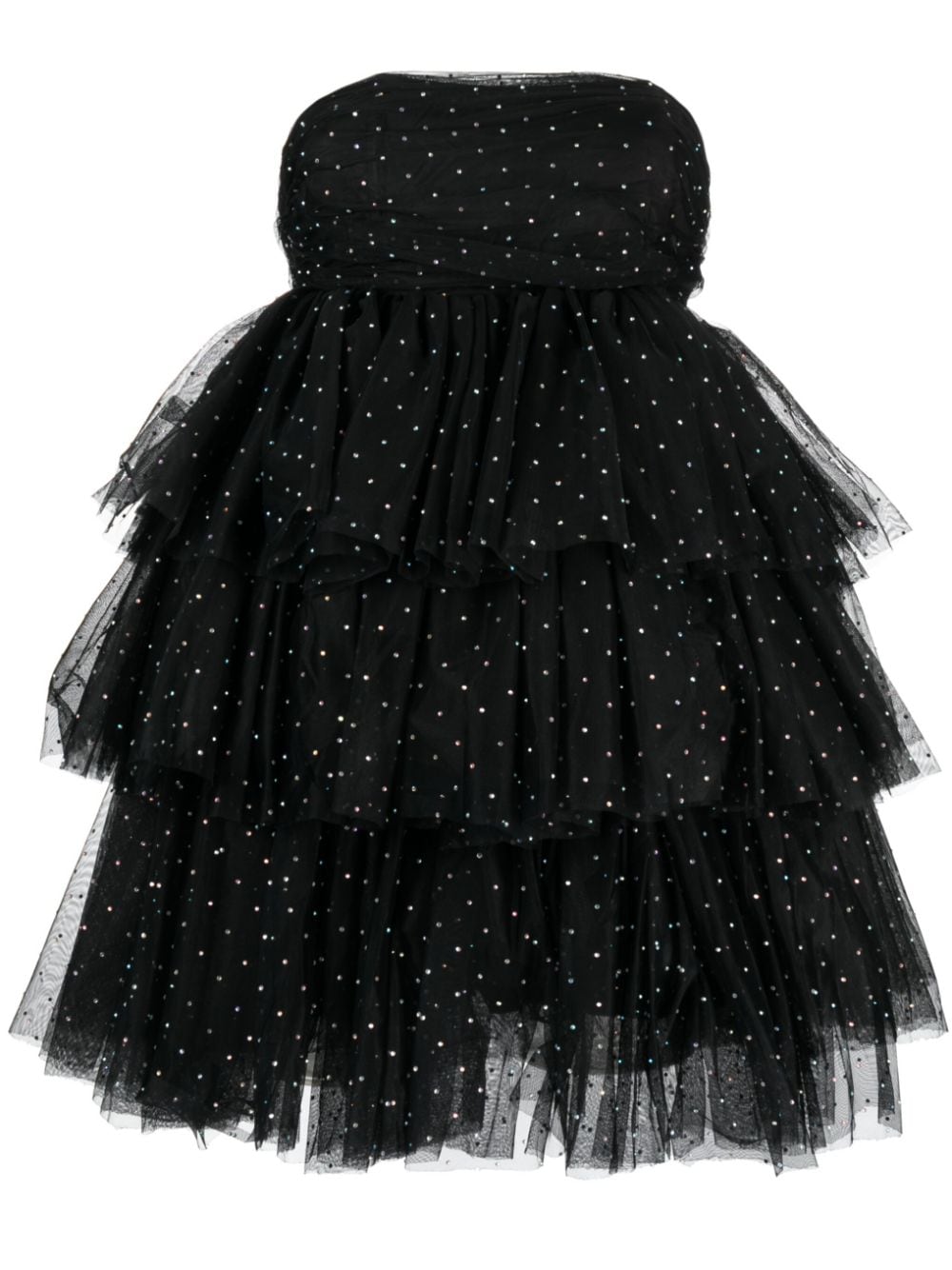 ROTATE BIRGER CHRISTENSEN crystal-embellished ruffle minidress - Black von ROTATE BIRGER CHRISTENSEN