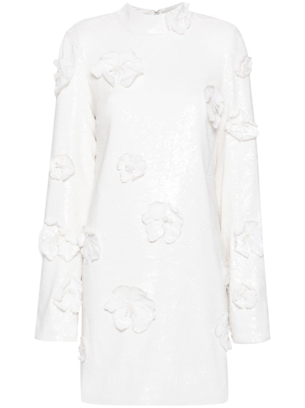 ROTATE BIRGER CHRISTENSEN floral-appliqué sequin minidress - White von ROTATE BIRGER CHRISTENSEN