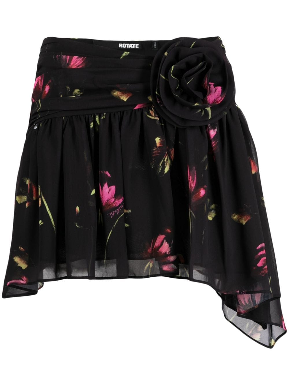 ROTATE BIRGER CHRISTENSEN floral-print asymmetric skirt - Black von ROTATE BIRGER CHRISTENSEN