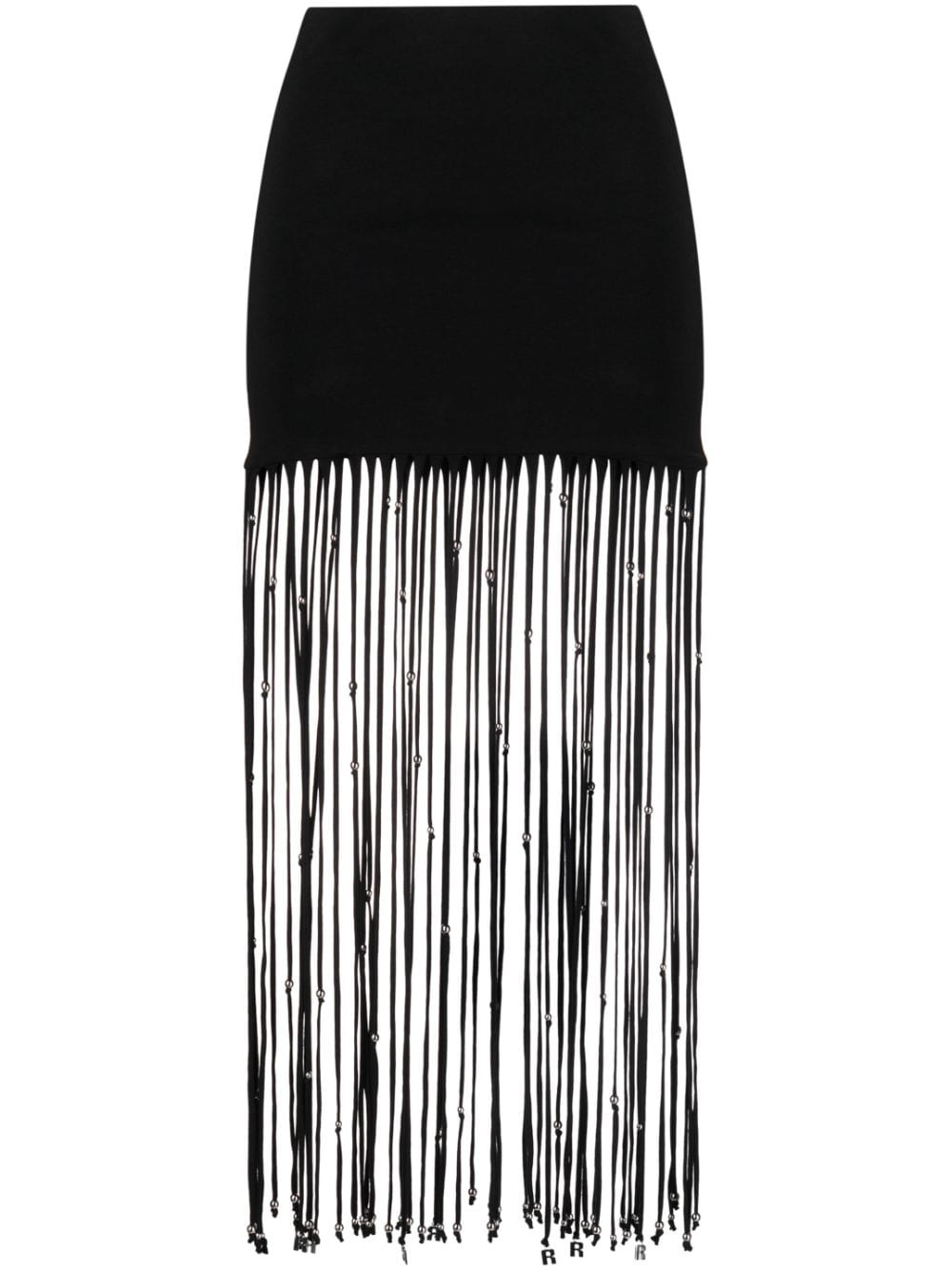 ROTATE BIRGER CHRISTENSEN fringed jersey maxi skirt - Black von ROTATE BIRGER CHRISTENSEN