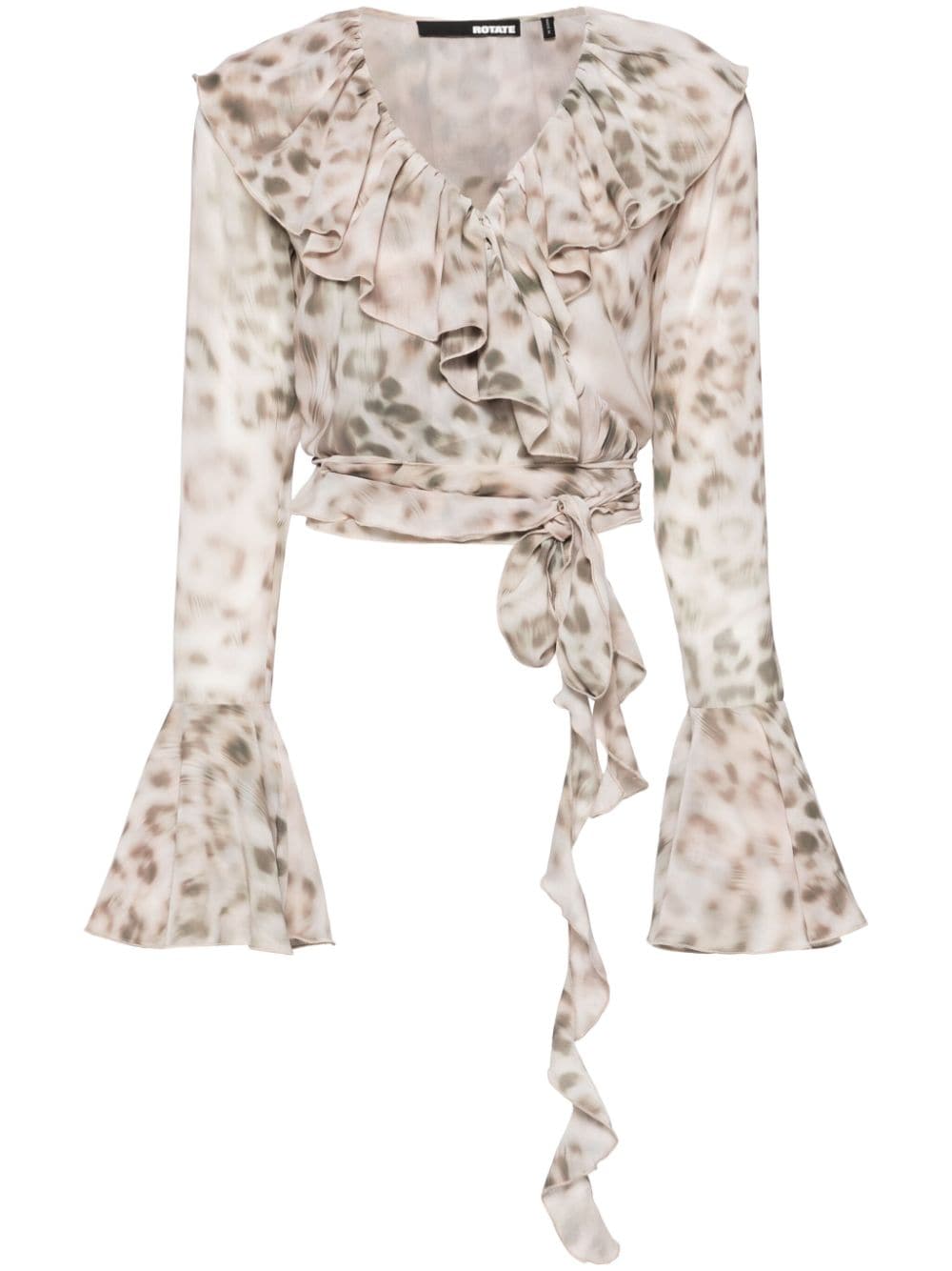 ROTATE BIRGER CHRISTENSEN leopard-print cropped blouse - Neutrals von ROTATE BIRGER CHRISTENSEN