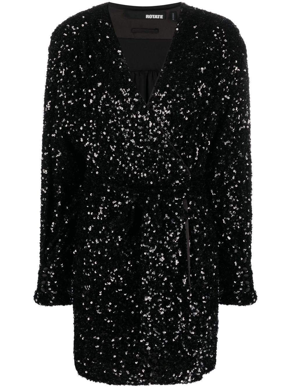 ROTATE BIRGER CHRISTENSEN sequin-embellished wrap minidress - Black von ROTATE BIRGER CHRISTENSEN