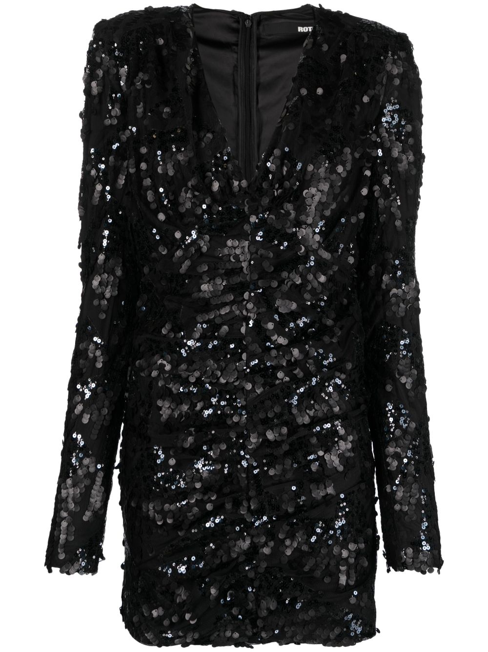 ROTATE BIRGER CHRISTENSEN sequined ruched minidress - Black von ROTATE BIRGER CHRISTENSEN