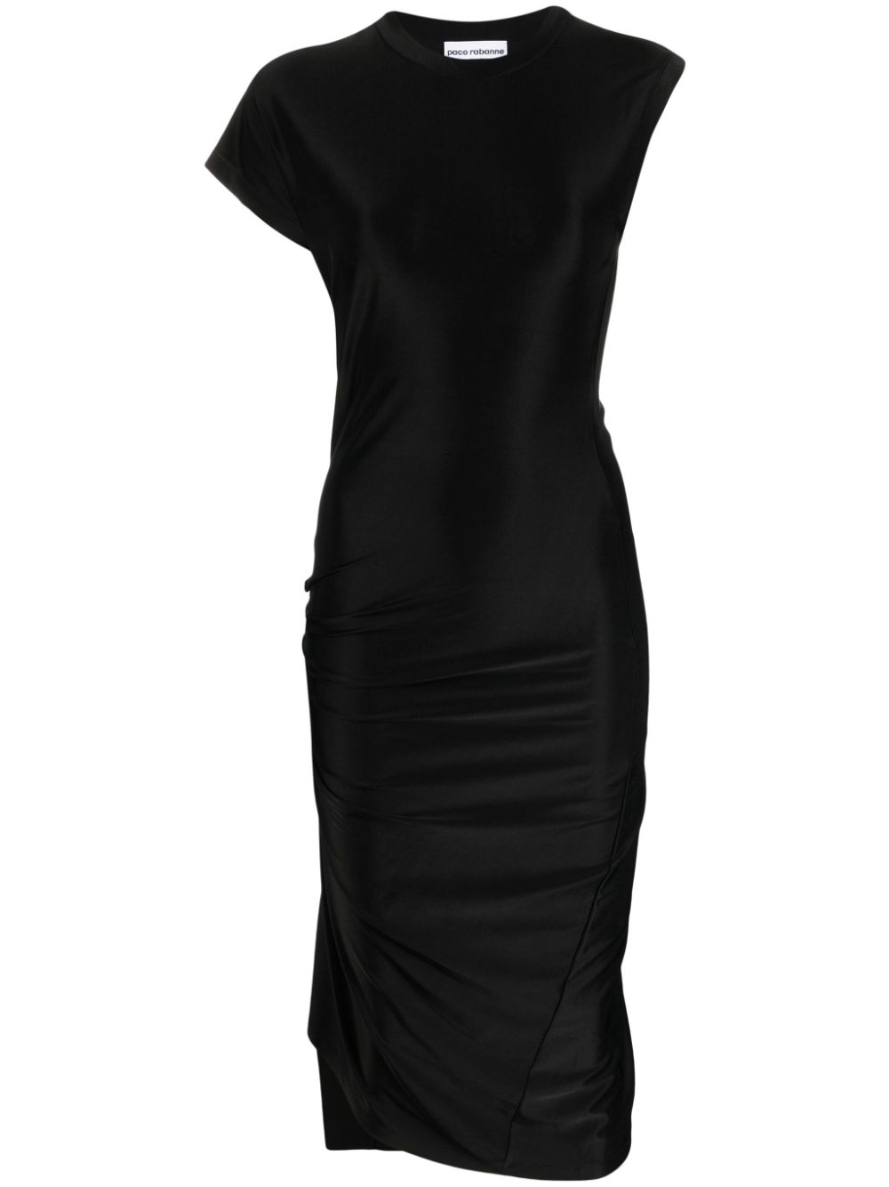Rabanne asymmetric draped midi dress - Black von Rabanne