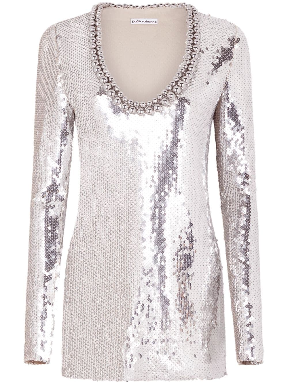 Rabanne beaded-neckline sequin-embellished minidress - Silver von Rabanne