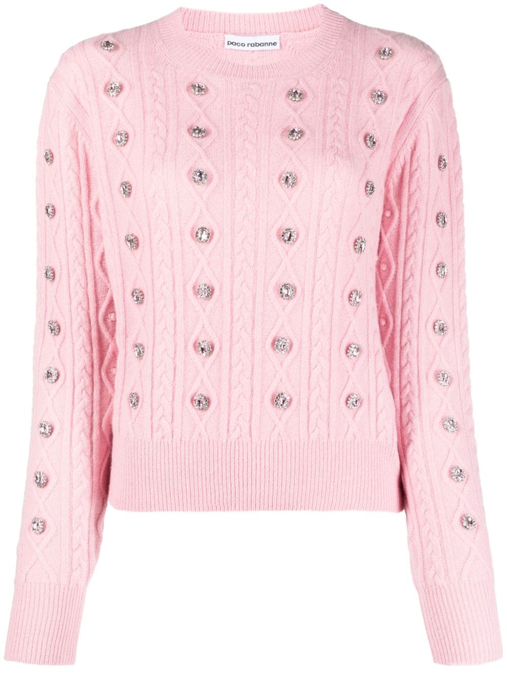 Rabanne crystal-embellished crew-neck jumper - Pink von Rabanne