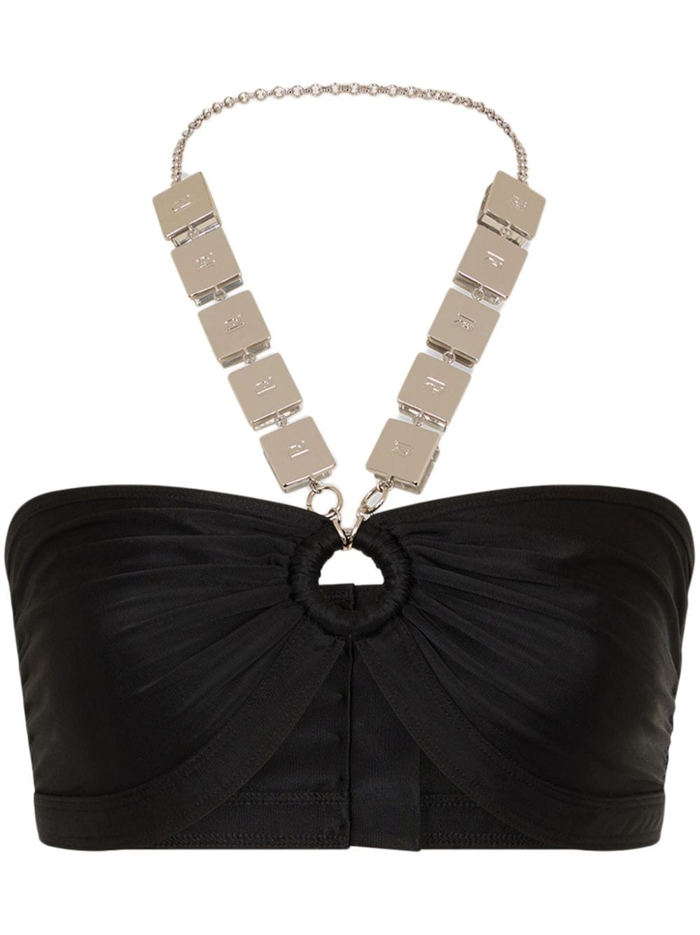 Rabanne embellished draped crop top - Black von Rabanne