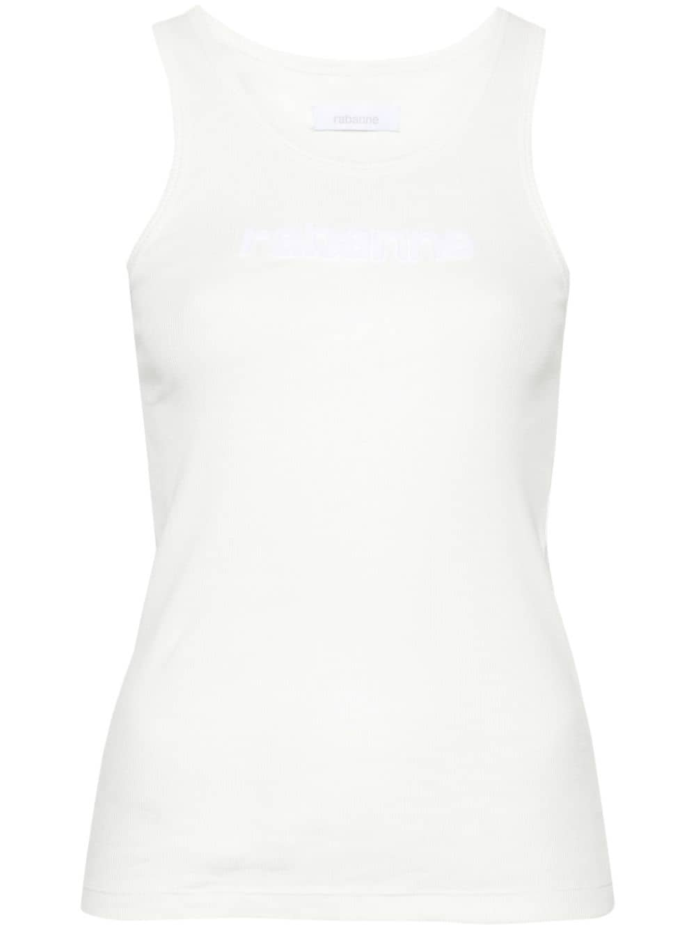 Rabanne logo-patch ribbed tank top - White von Rabanne