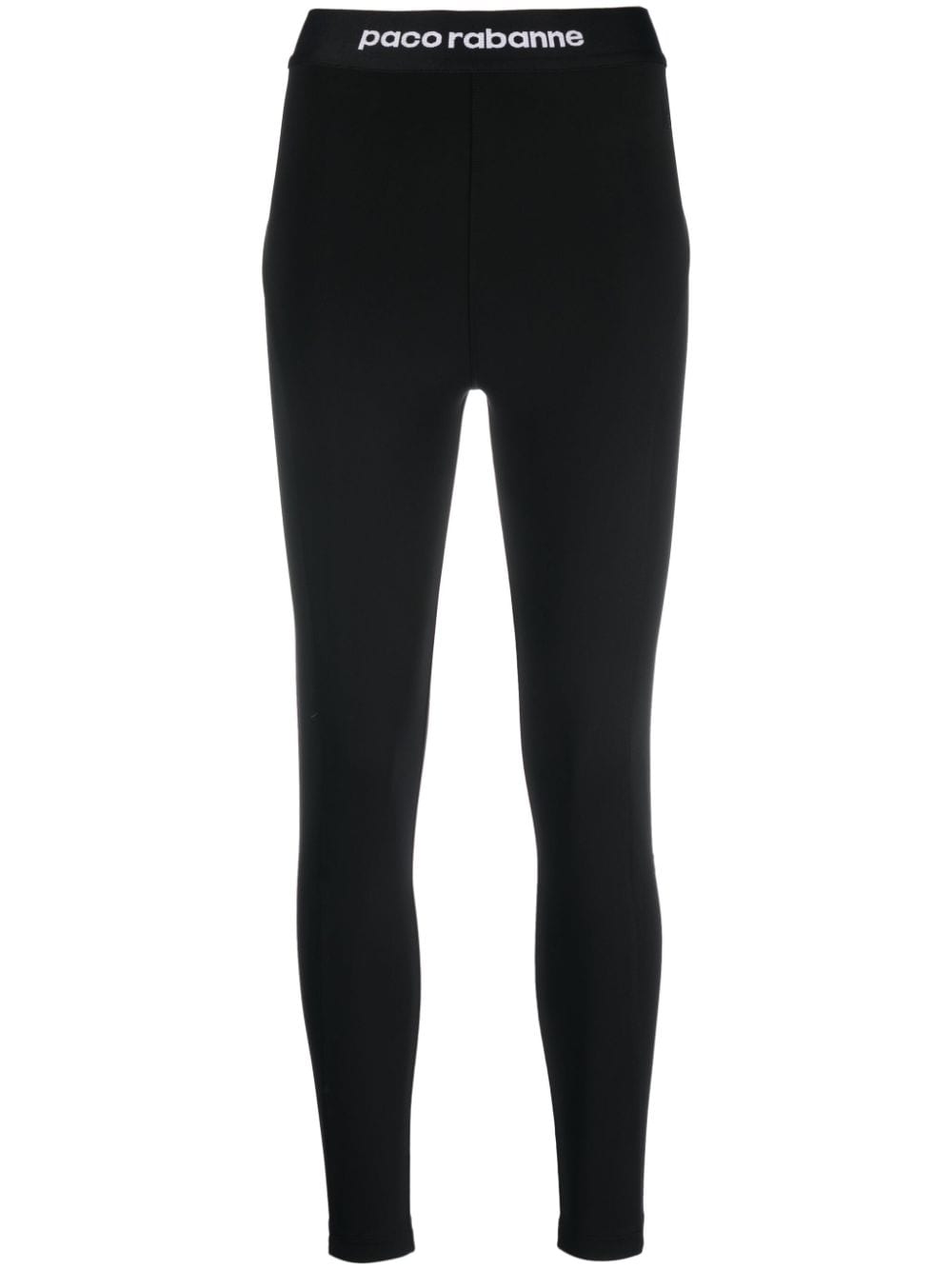 Rabanne logo-waistband high-waisted leggings - Black von Rabanne