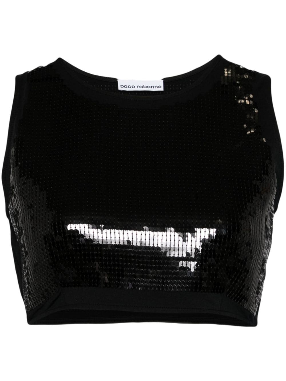 Rabanne sequined cropped tank top - Black von Rabanne