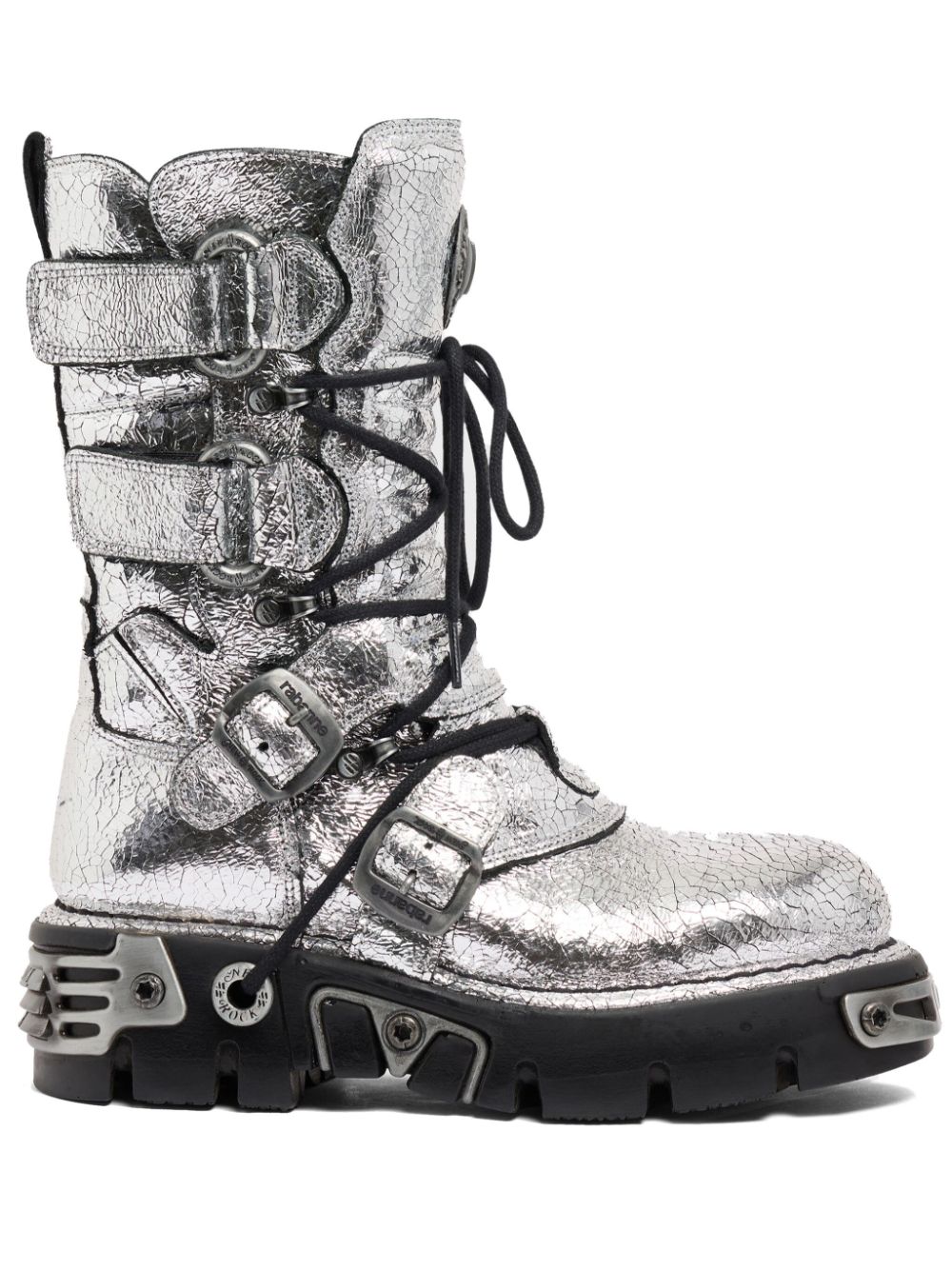 Rabanne x New Rock metallic leather boots - Silver von Rabanne
