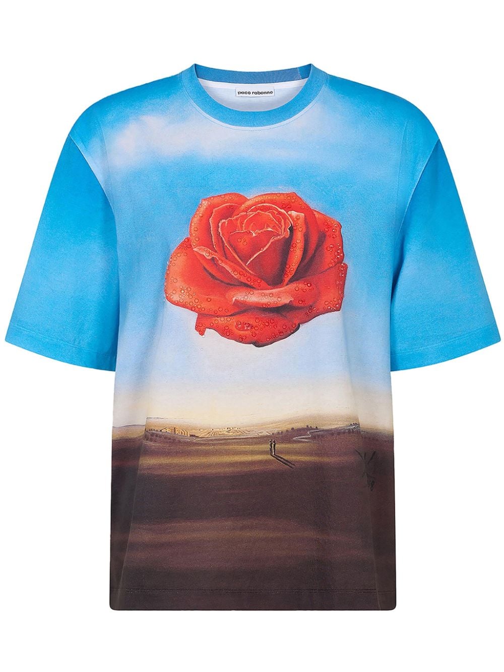 Rabanne x Salvador Dali Meditative Rose-print T-shirt - Blue von Rabanne
