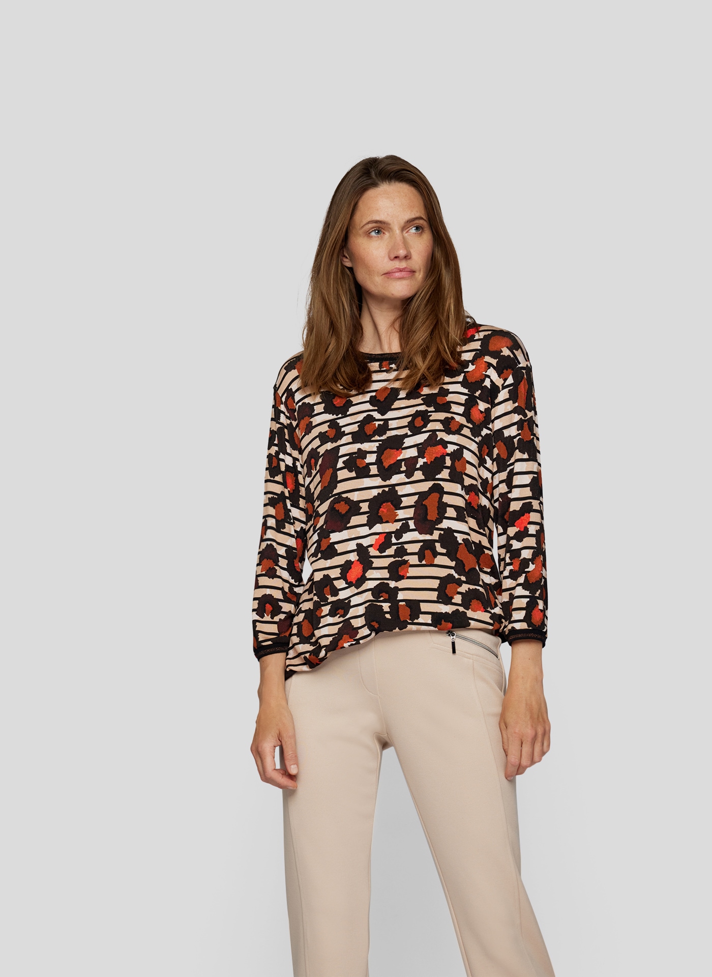 Rabe 3/4-Arm-Shirt, gestreift mit Allover-Print Rabe 3/4-Arm-Shirt, gestreift mit Allover-Print von Rabe