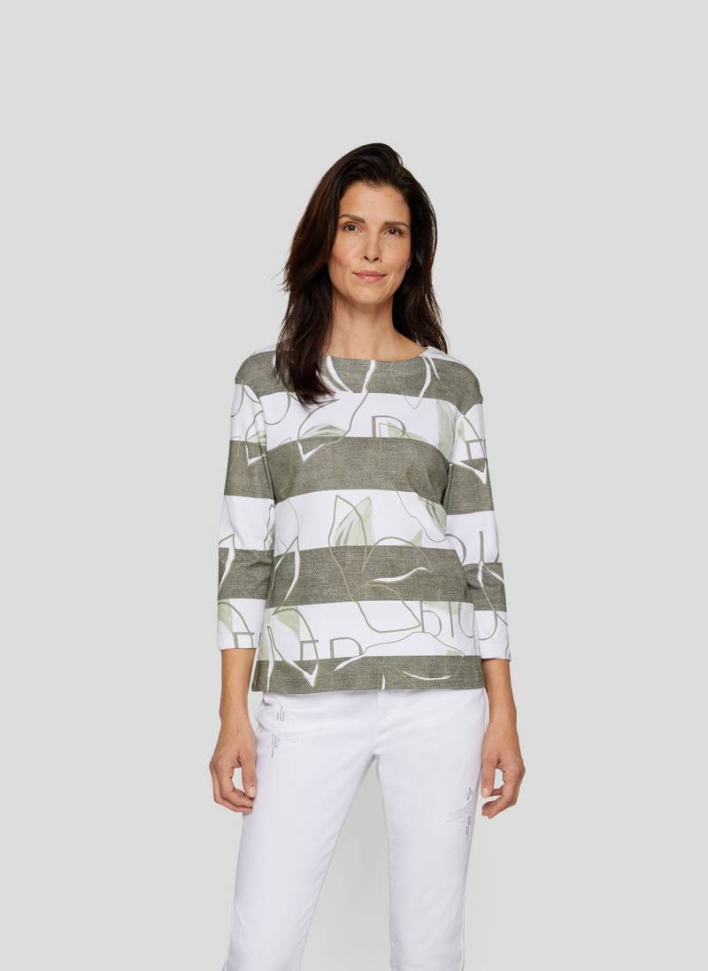 Rabe 3/4-Arm-Shirt, mit Blockstreifen und grafischem Print von Rabe