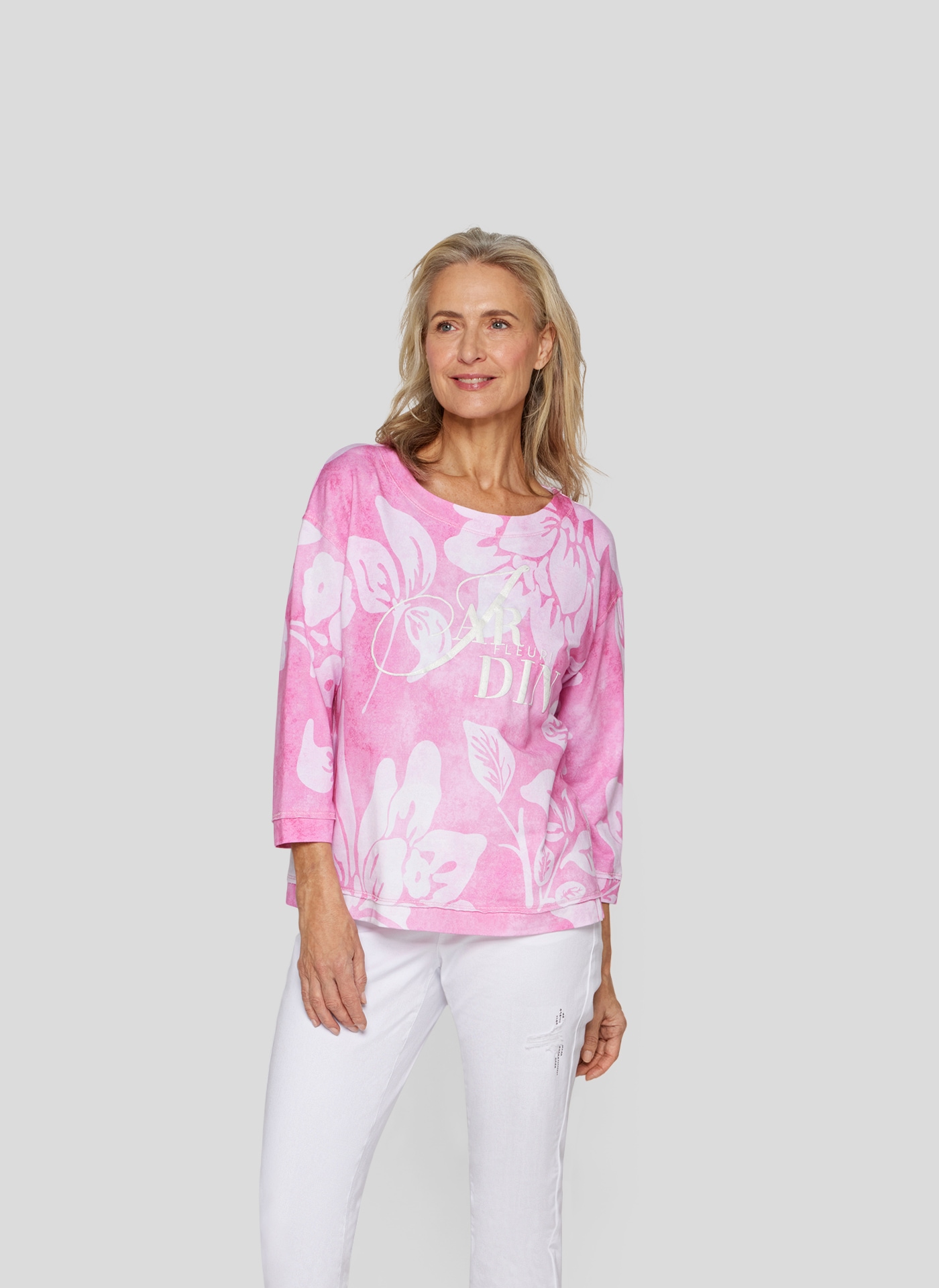 Rabe 3/4-Arm-Shirt, mit floralen Muster und Letter-Print Rabe 3/4-Arm-Shirt, mit floralen Muster und Letter-Print von Rabe
