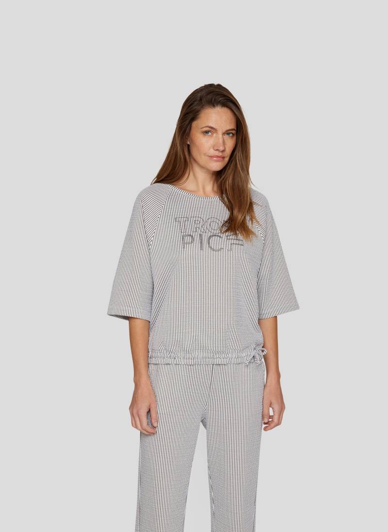 Rabe Kurzarmshirt, im Streifen-Look und mit Bindung am Saum von Rabe