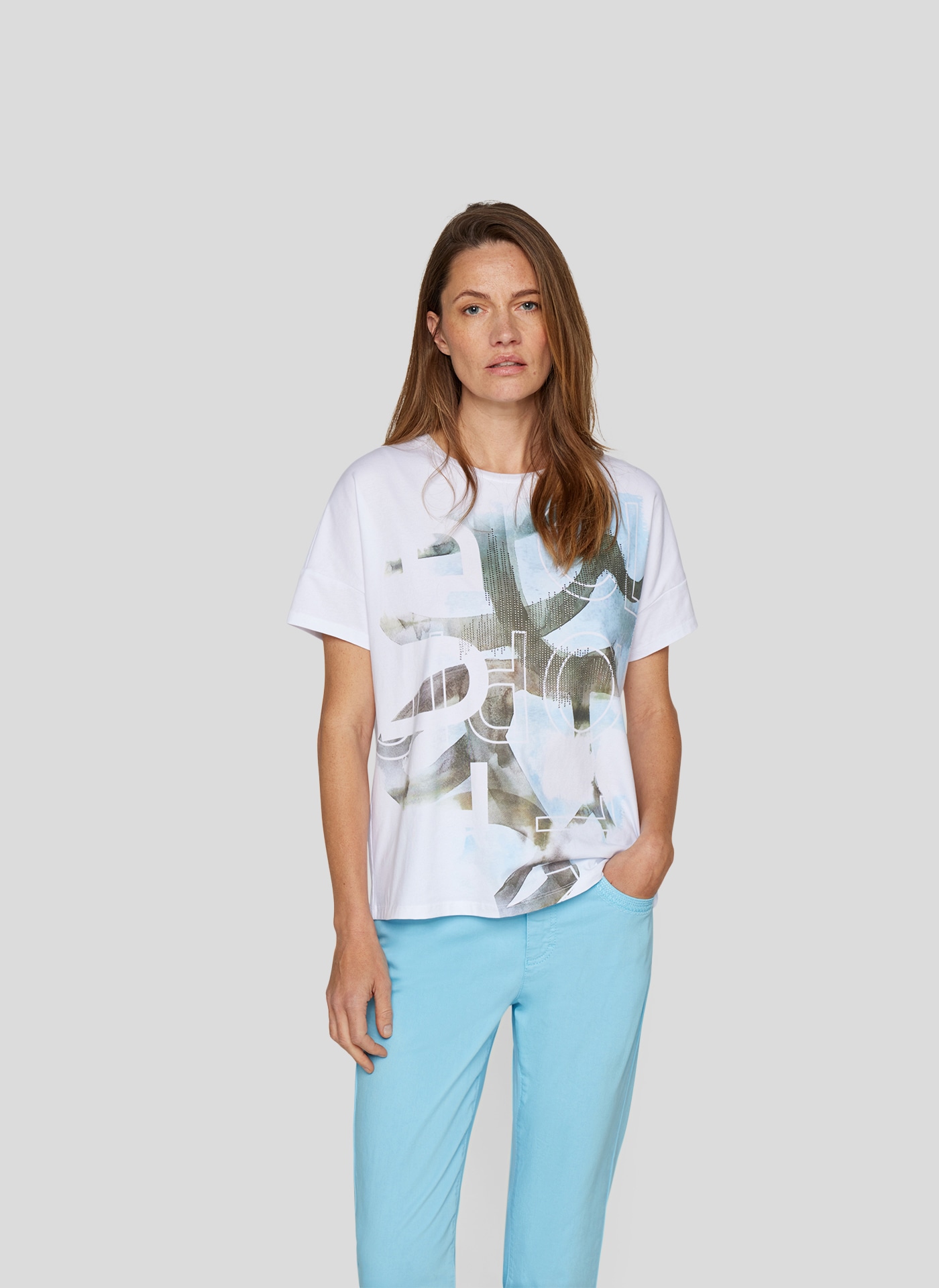 Rabe Print-Shirt, mit Rundhals und Nieten-Details Rabe Print-Shirt, mit Rundhals und Nieten-Details von Rabe