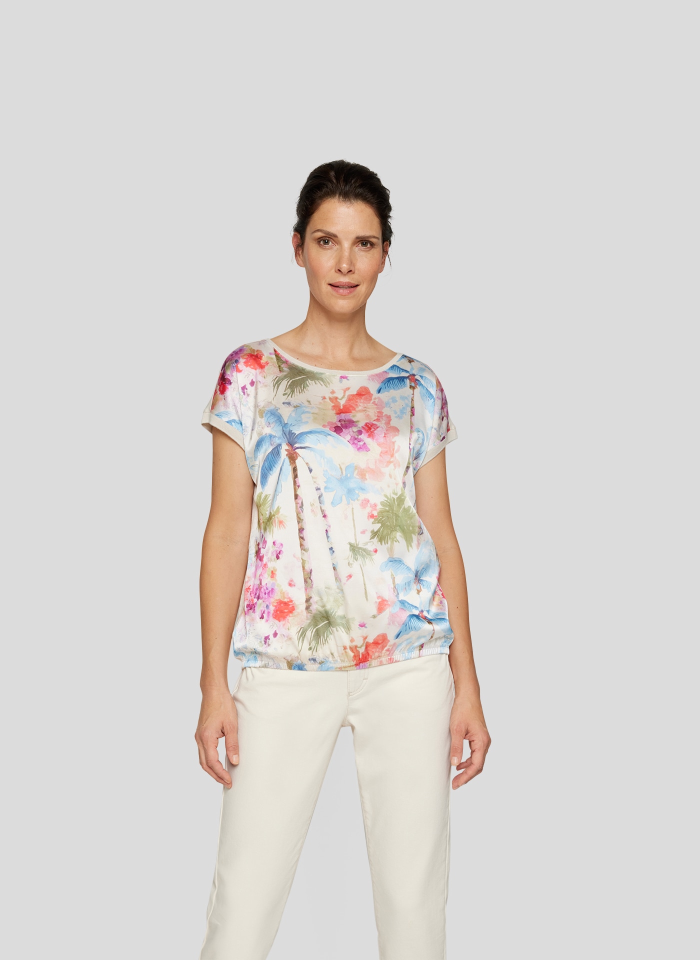 Rabe Print-Shirt, mit floralem Muster vorn, hinten unifarben von Rabe