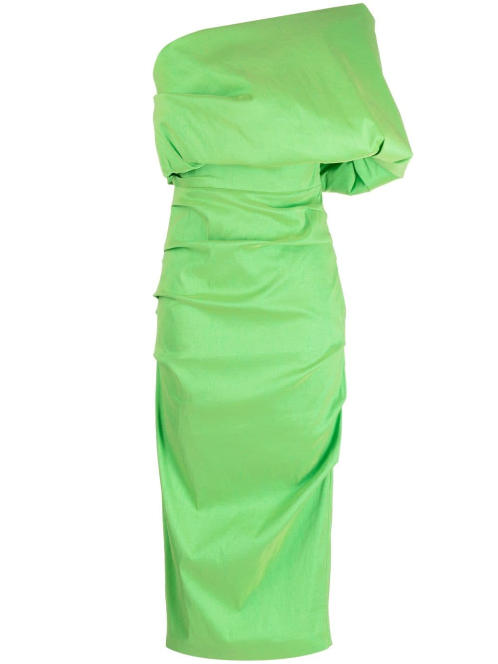 Rachel Gilbert Kat ruched asymmetric midi dress - Green von Rachel Gilbert