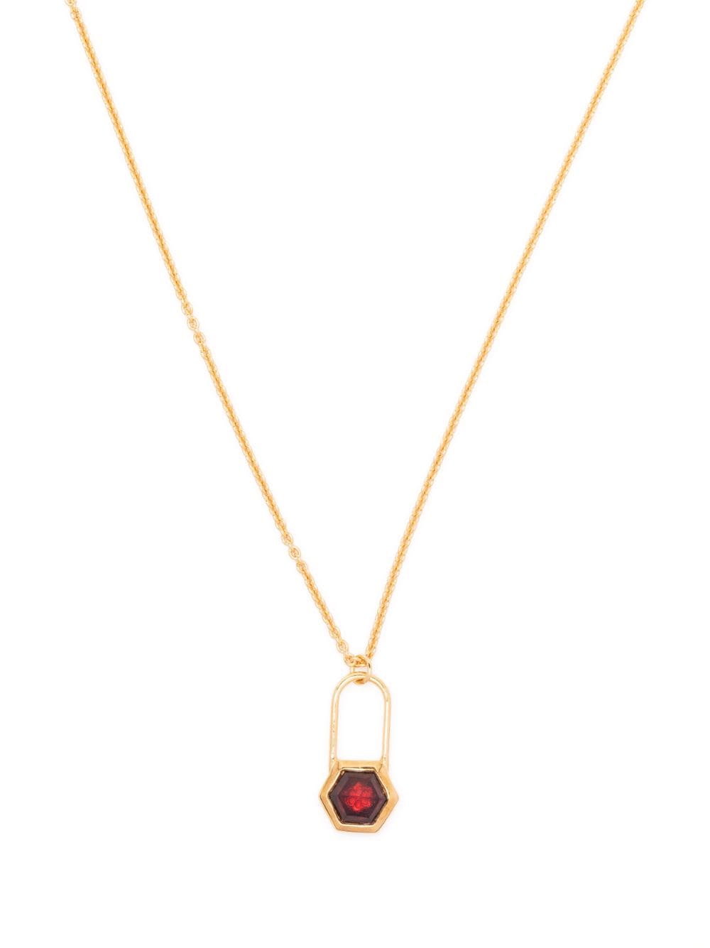 Rachel Jackson hexagonal-padlock Garnet necklace - Gold von Rachel Jackson