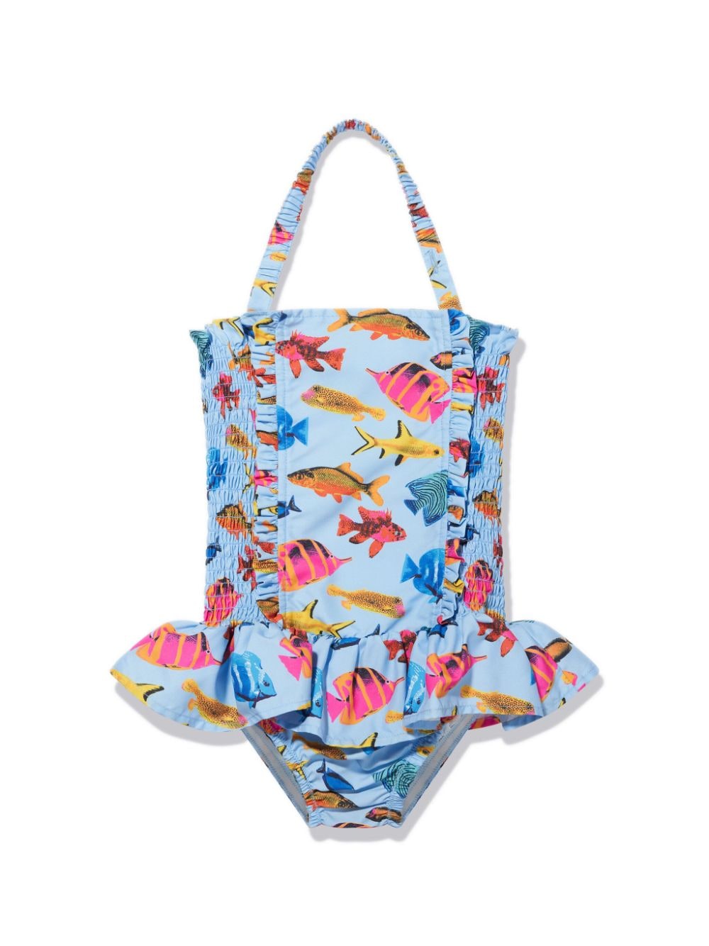 Rachel Riley tropical-fish ruched swimsuit - Blue von Rachel Riley